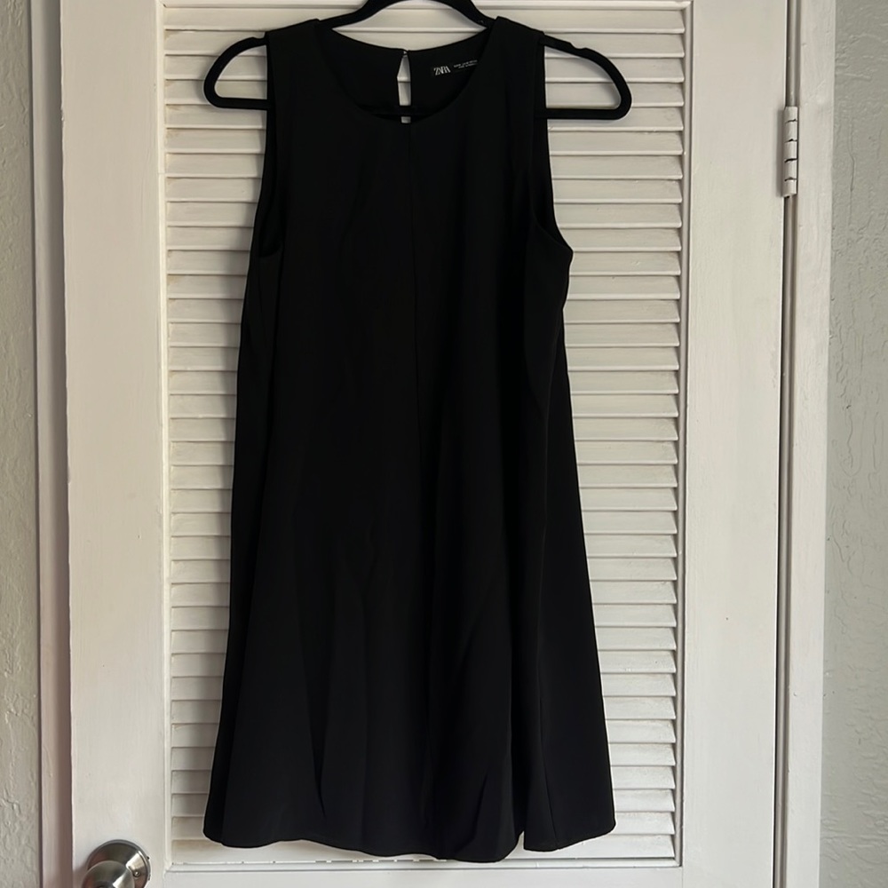 Zara mini black flowy blouse dress